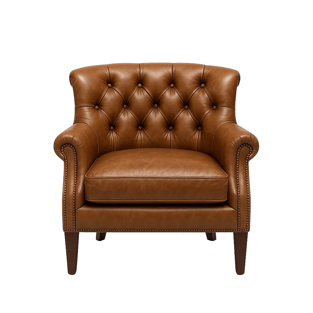Original tufted leather armchair